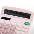 thumbnail image 3 of Calculator 12 Digit Desktop, Xinsrenus Dual-Power Basic Calculator with Large LCD Display, Solar Battery Powered Extra-Large Screen for Office Home School, Pink, 3 of 5