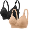 thumbnail image 2 of Bras for Women, 2PCS Womans Printing Gathered Together Large Size Daily Bra Underwear No Rims, 2 of 9