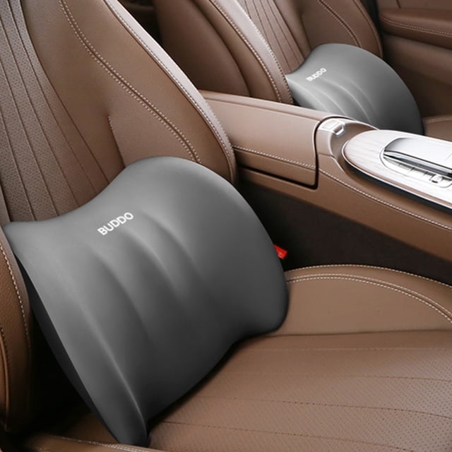 Car Lumbar Support Pillow - Ergonomic Memory Foam Cushion for Driving & Office, Comfortable Lumbar Relief, Breathable Design, Gray, Coffee, Pink, Light Blue