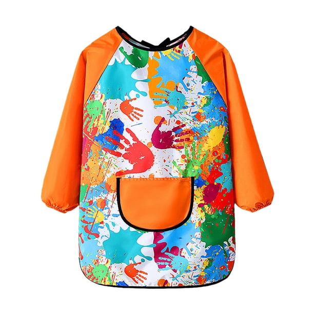 Jadin Tablier Peinture Enfant 4-8 Ans, 2Pcs Blouse Peinture Enfant à Manches Longues, Tablier Cuisine Enfant Imperméable, Tablier Maternelle avec 3 Poches pour la Dessin Enfants, Cuisine Artisanat, B