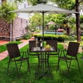 thumbnail image 3 of Costway Rattan Wicker Bar Square Table Glass Top Yard Outdoor Patio Garden Furniture, 3 of 10