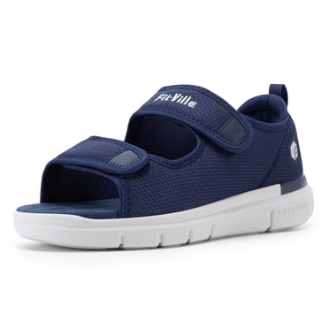 FitVille Men's Wide Arch Support Slipper Open Toe Sandals for Men Summer Diabetic Shoes for Men
