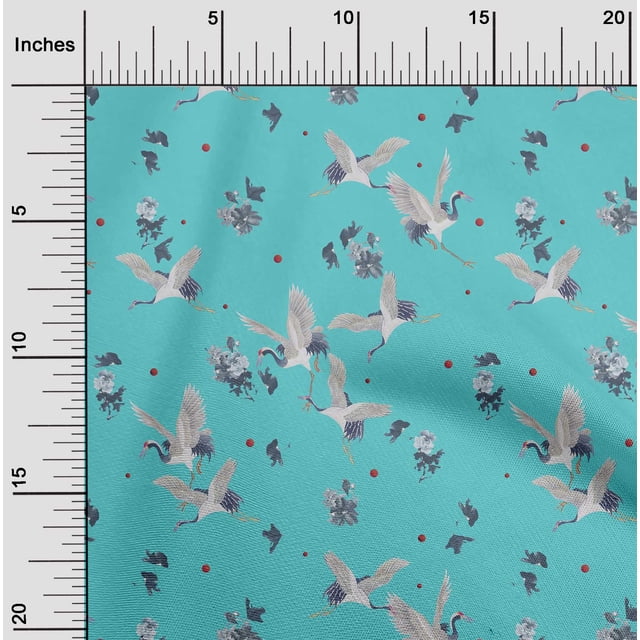 oneOone Polyester Lycra Fabric Dot|Floral & Stork Bird Print Fabric By Yard 56 Inch Wide