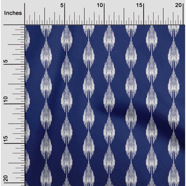 oneOone Tissu en Coton Flex Rayé Ikat Imprimé au Mètre 40 Pouces de Large