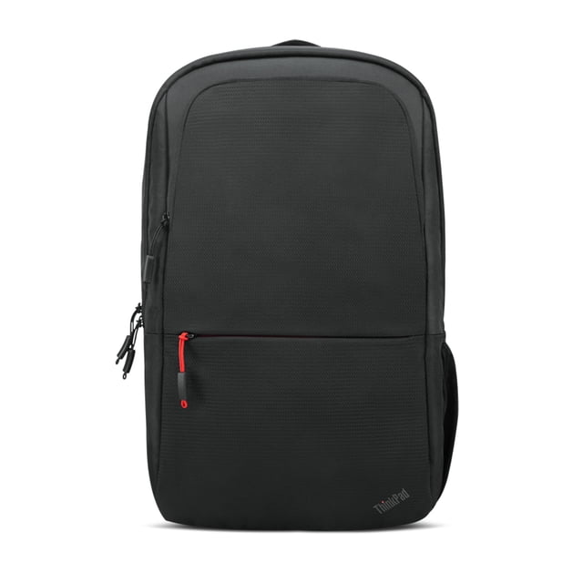 Lenovo ThinkPad Essential 16-inch Backpack (Eco) in a sleek black design, featuring a padded compartment for 16-inch laptops, ample internal storage, and two front zipper pockets. Ideal for work, travel, and daily use.