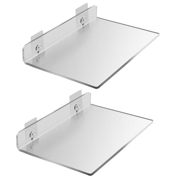 Floating Shelves Set of 2 - Easily Expand Wall Space - Acrylic Small Wall Shelf for Bedroom, Bathroom, Gaming Room, Living Room, Office