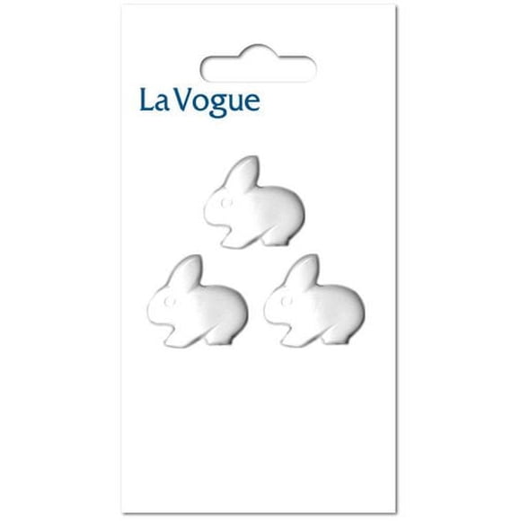 LA VOGUE Novelty Shank Button - White Rabbit, 15 mm (0.59 in)