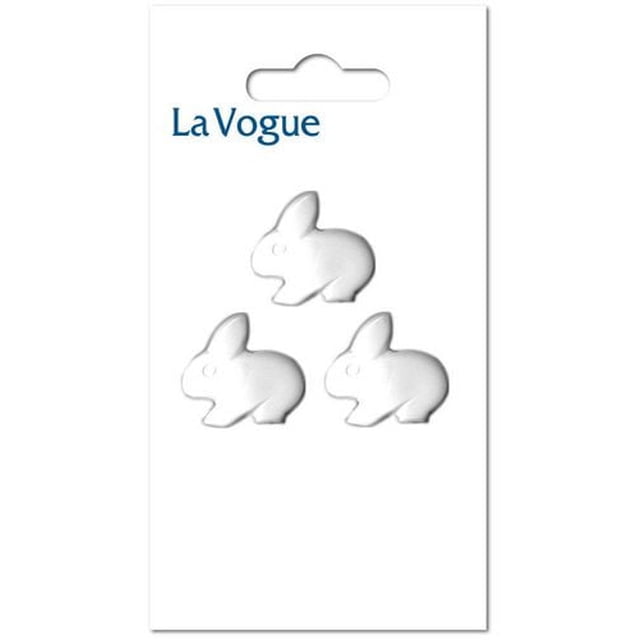 LA VOGUE Novelty Shank Button - White Rabbit, 15 mm (0.59 in)