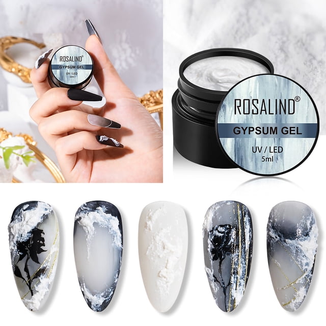 TopLLC ROSALIND 5ML White Gypsum Gel Polish Create Unique Styles Easily UV/LED Lamp the Polish