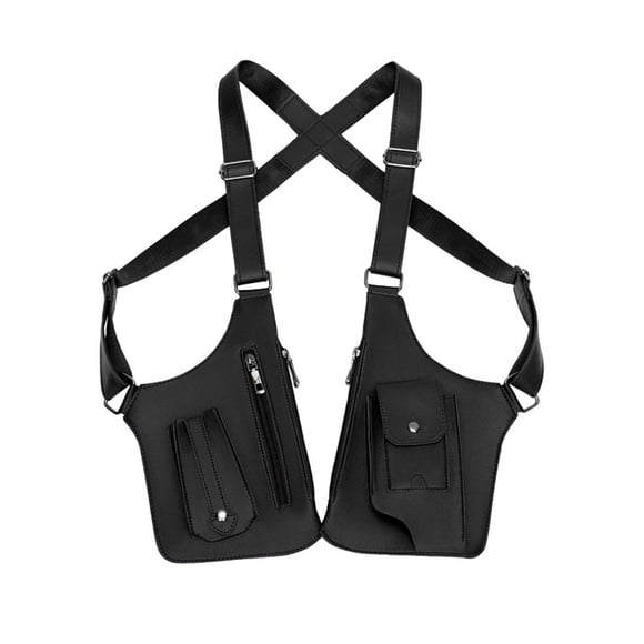 Czzoypi Nouveau Harnais en Cuir Antivol Sac à Double Épaule en Cuir avec Poche Étui Rétro pour l'Aisselle et l'Épaule (Noir)