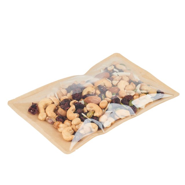 Restaurantware Bag Tek 8.25 Inch Heat And Seal Sample Bags 100 Small Heat Seal Bags - Clear Window Heat Sealable Kraft Plastic Heat Sealable Bags Leak-Resistant For Sandwiches Or Snacks