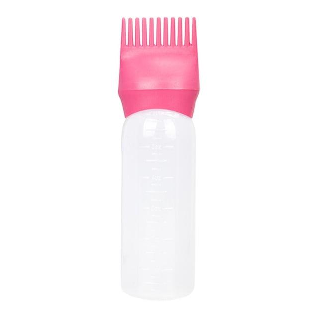 Milaget 120ml Comb Bottle Hair Coloring Dyeing Dispensing Container with Graduated Scale Pink