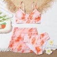 thumbnail image 2 of Nwiuh Girls' Piece Set Floral Print Bikini Swimsuit with Drawstring Beach Skirt Cute Ruched Bathing Suit (Orange, 10Y), 2 of 9