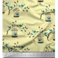 thumbnail image 1 of Soimoi Poly Georgette Fabric Branches,Cage & Bird Print Sewing Fabric Yard 42 Inch Wide, 1 of 1