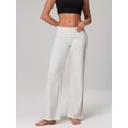 thumbnail image 3 of Gupgi Fold Over Yoga Pants for Women Wide Leg Trousers Solid Color Striped Lounge Pants, 3 of 8