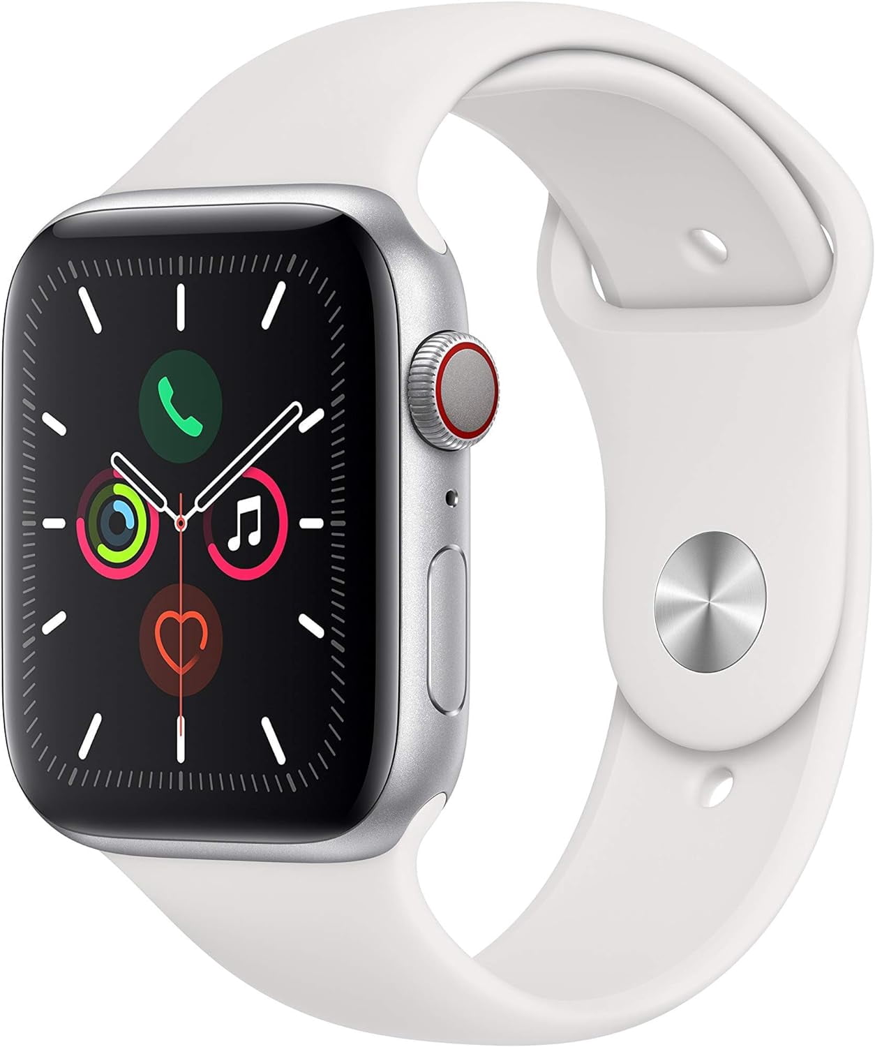 Refurbished Apple Watch Series 5 Aluminum 44mm A2093 (GPS Only, No Cellular) Silver (Grade A)