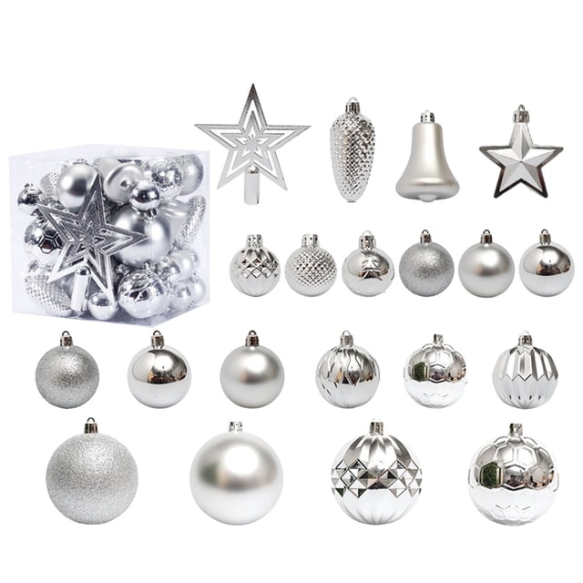 Pisexur 45PCS Christmas Ball Ornaments Set - Assorted Shatterproof Hanging Tree Ornament Set with Reusable Hand-held Gift Package for Xmas Tree Holiday Party and Home Decor