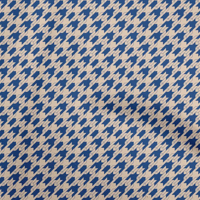 oneOone Rayon Navy Blue Fabric Houndstooth Craft Projects Decor Fabric Printed By The Yard 56 Inch Wide