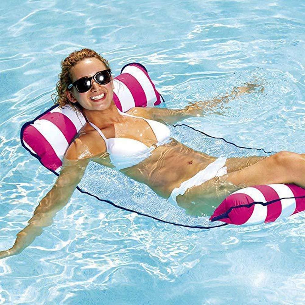 Rongmo Inflatable Pool Floats For Adults,portable Floating Water Hammock Pool Floaties With A Manual Air Pump, Multi-Purpose Inflatable Hammock