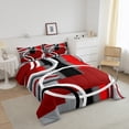 thumbnail image 3 of Erosebridal Red Black Grey Stripe Bedding Twin Comforter Set, Modern Abstract Circle Down Comforter Microfiber 2-Piece, 3 of 8