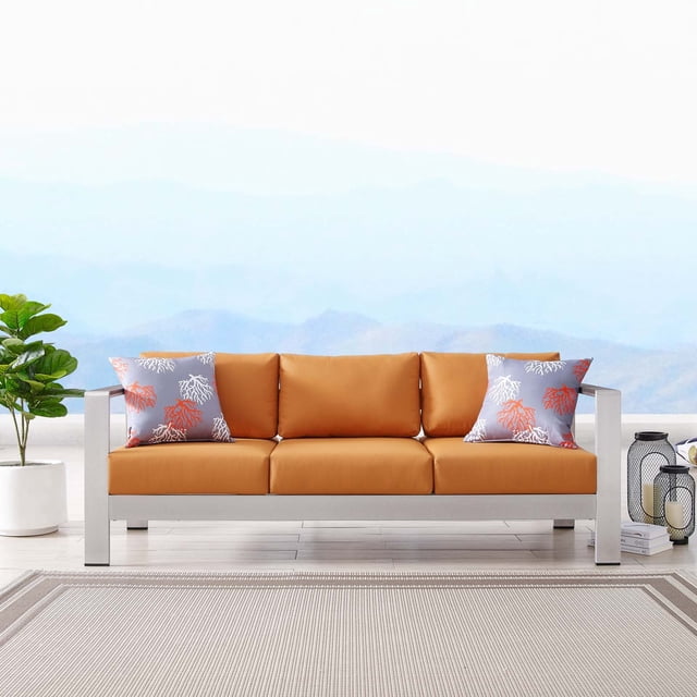 Modway Canapé de Patio Extérieur en Aluminium, Argent Orange
