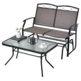 thumbnail image 1 of Costway 2pcs Patio Loveseat Glider Glass Coffee Table Set Heavy-Duty Swing Rocking Chair, 1 of 8