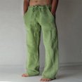 thumbnail image 3 of CHUANK Linen Clothing For Men Contemporary Comfortable Quality Soft Linen Solid Color Trousers With Pocket Drawstring Casual Pants, 3 of 7