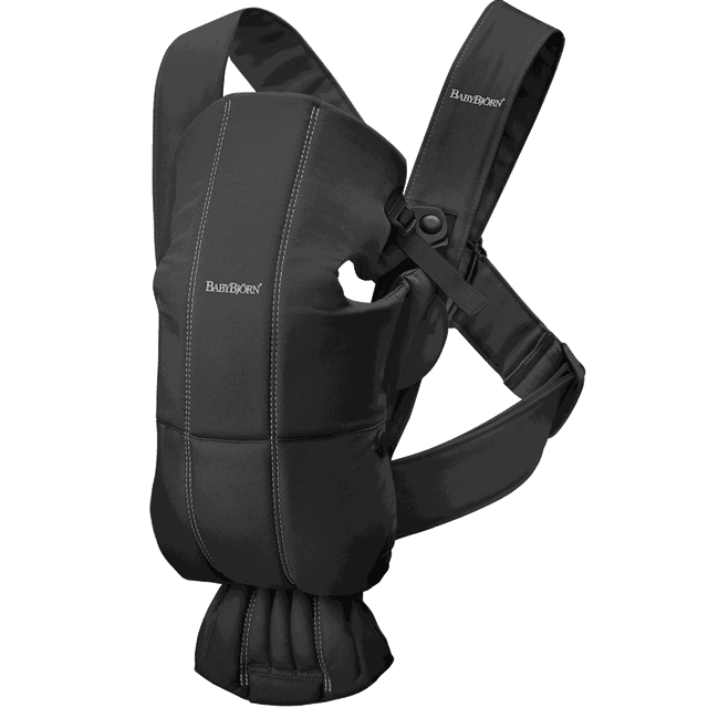 Porte-bébé BabyBjorn Mini en Tissu Tissé Noir, Conçu pour les Nouveau-Nés et les Nourrissons jusqu'à 12 Mois, Pesant 7–24 Lb et Mesurant 21–30 Pouces. Comprend Trois positions de Transport Ergonomiques, des Sangles Ajustables pour le Confort et Convient comme Porte-Bébé avant et de Hanche.