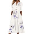thumbnail image 1 of Babysbule Liquidation Robes d'Été pour Femmes, Mode Femmes Décontractée Ample Imprimé Papillon Col en V Manches Mi-Longues Boutons Poches Robe Longue, 1 of 8