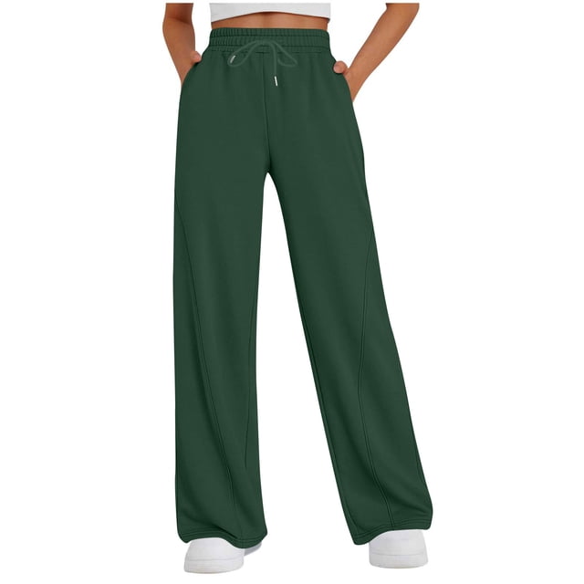 Diufon Wide Leg Sweatpants Women High Waisted Drawstring Baggy Pants Workout Athletic Joggers with Pockets