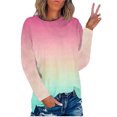 thumbnail image 2 of RKSTN Chemises à Manches Longues pour Femmes Mode Chandail à Col Rond Imprimé Teinture sur Nœuds Décontracté Sortie Blouses Amples Hauts, 2 of 4