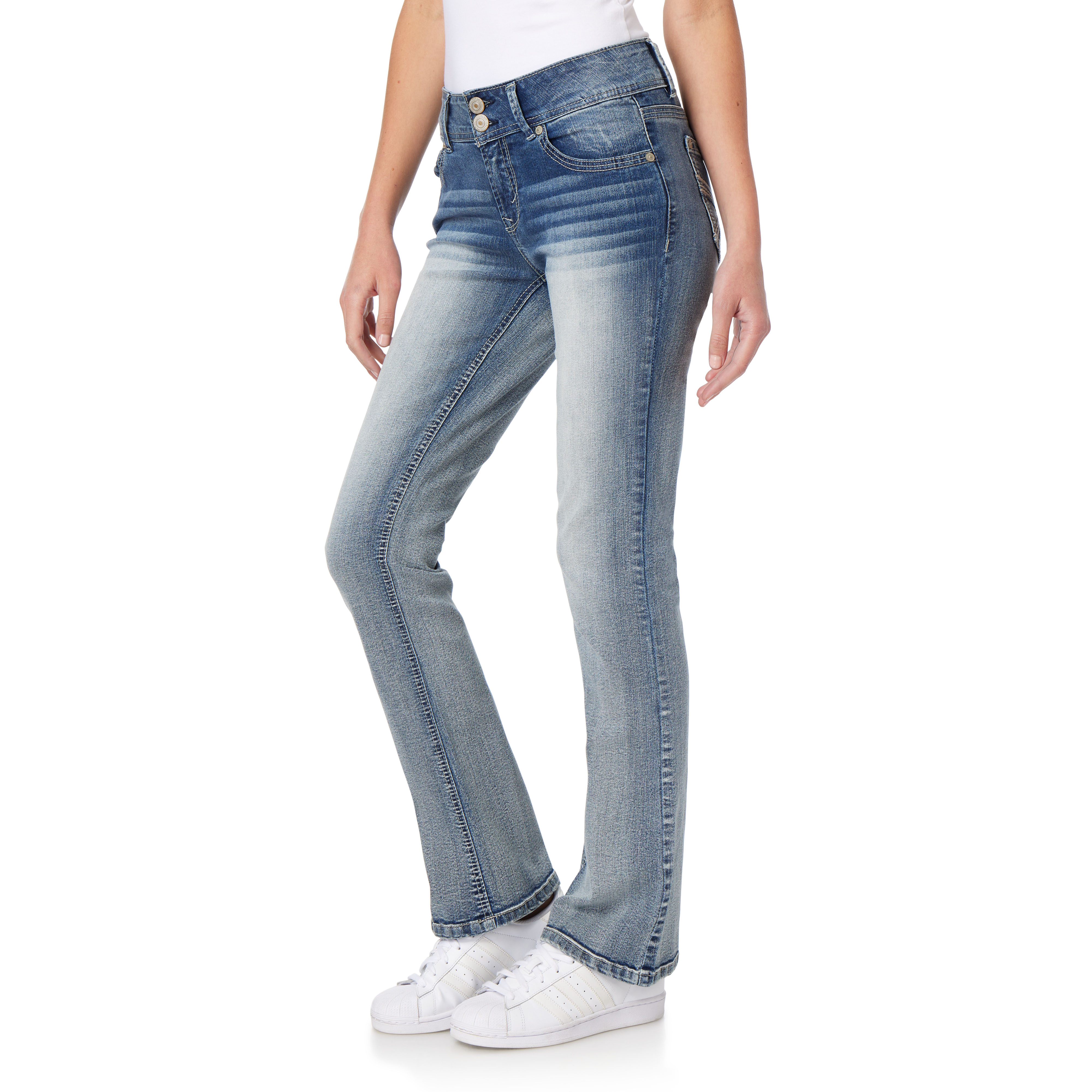 WallFlower Women's Luscious Curvy Bootcut Mid-Rise Insta Stretch Juniors Jeans (Standard and Plus)