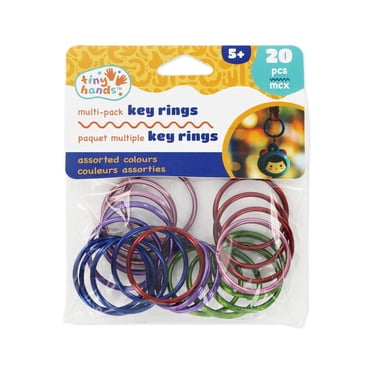 TINY HANDS Key Rings - Assorted Colours, 20-Piece Craft Pack (Ages 5+), 20 pcs