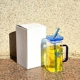 thumbnail image 2 of Sentmoon Glass Coffee Cups with Lid Square Glass Tumbler With Handle Double-Wall Glass Straw Cup Stylish Two-Way Straw Tumbler Elegant Handle Glassware Set for Home and Gift Use, 2 of 10
