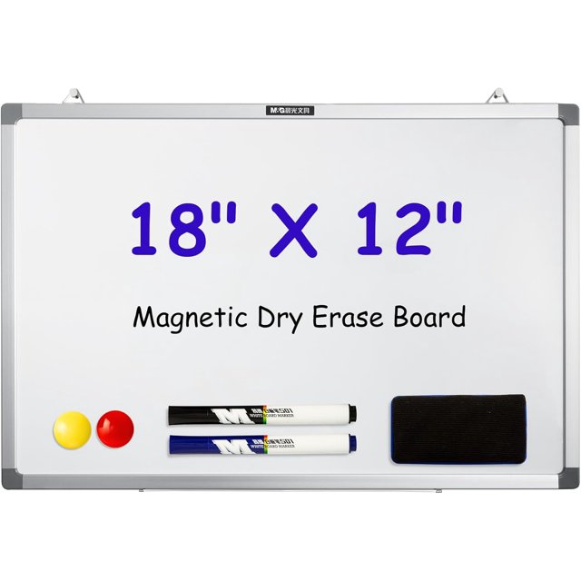 Dry Erase Board Magnetic White Board for Wall, 18” x 12” Small Whiteboard with 2 Markers & 2 Magnets & 1 Eraser, Portable Whiteboard for Planning, Drawing, to Do List, Office School Use