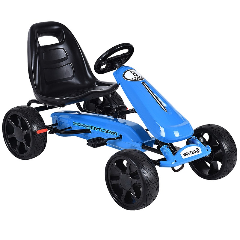 Patiojoy Go Kart Kids Bike Ride on Toys with 4 Wheels and Aadjustable Seat Blue