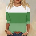 thumbnail image 2 of Birdeem Blouse pour Femmes Mode Blouses Amples à Blocs de Couleur Imprimé T-Shirt à Manches 3/4 Col Rond, 2 of 12