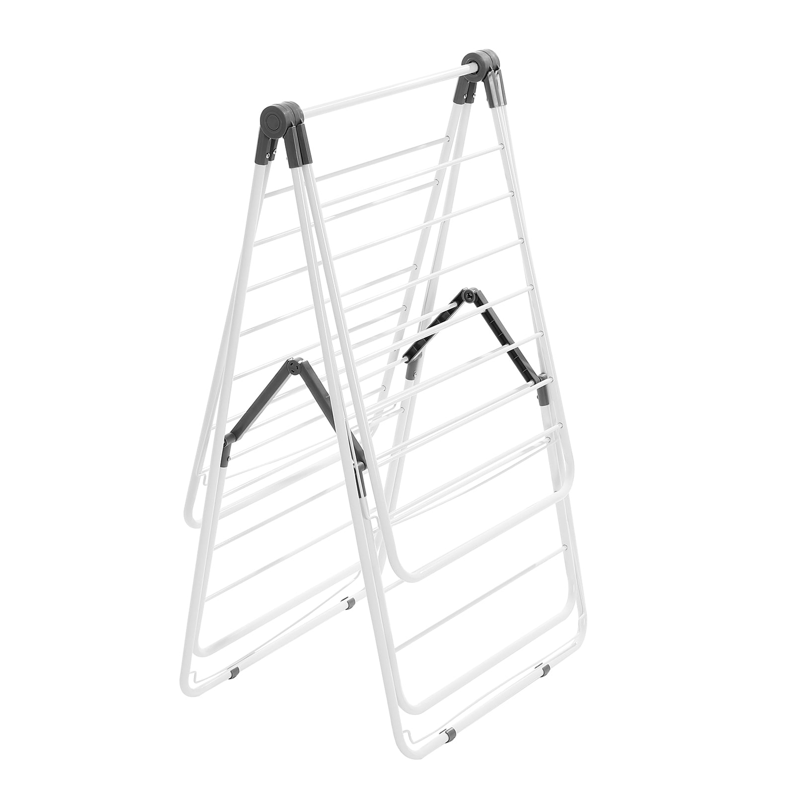 KFFKFF Clothes Drying Rack, 2-Tier Foldable Laundry Dryer Rack with Sock Clips & 31 Dry Rods, Metal Height Adjustable Drying Racks for Outdoor & Indoor