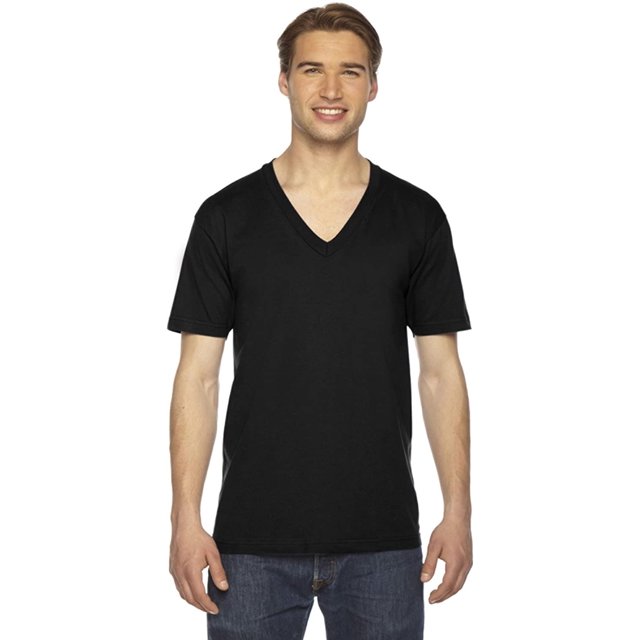 American Apparel T-Shirt Unisexe à Manches Courtes Col en V, 2TG, Noir