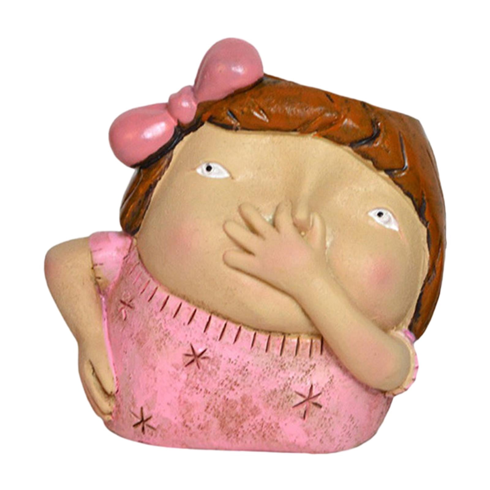 QualitChoice Resin Plant Pot Fun Decor Resin Decorative Planter Funny Head Planter Plant Pot Ornament Figurine Cute Plants Flower