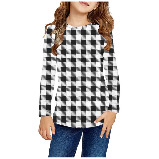 RXIRUCGD Chemises à Manches Longues pour Filles, Col Rond Mignon, Blouses Décontractées Élégantes, Blanc, Taille : 4 Ans