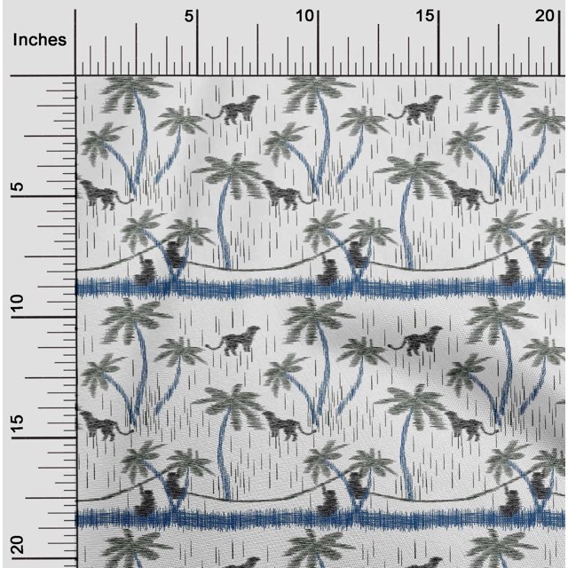 oneOone Tissu en Coton Flex Arbre/léopard & Singe Ikat Imprimé 1 Yard 40 Pouces de Large