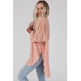 thumbnail image 4 of Women's Crinkle Splicing Raw Hem High Low Oversized Blouse, 4 of 5