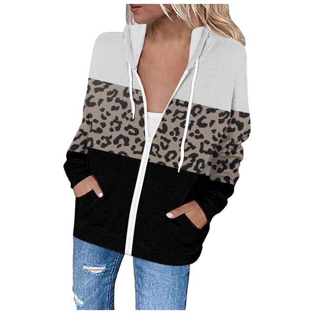 Chandails à Capuche Zippés pour Femmes Rabais de 50 % en Liquidation Blouse Imprimée Mode Hauts à Manches Longues Chandail Poches à Capuche