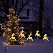 EGNMCR Outdoor Lights Garden Light 5 Pack Christmas Solar Lights Outdoor Christmas Garden Sign Christmas Pattern Solar Garden Plug Pathway Lights