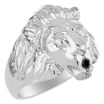 thumbnail image 3 of RYLOS Rings Sterling Silver Lion Head Ring Diamonds in Eyes & Gemstone Mouth Fun Designer Rings Onyx Jewelry Size 11, 3 of 7
