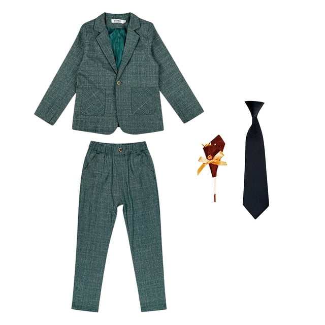 RXIRUCGD Ensemble Chemise Veste Pantalon Long 4 Pcs Manches Longues Col Rond (Vert, Taille: 100)