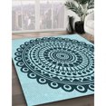 thumbnail image 3 of Ahgly Company Tapis d'Intérieur Lavable à la Machine, Carré, Transitionnel, Vert Sarcelle Moyen, Tapis de Zone, 5 Pieds Carré, 3 of 7