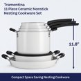 thumbnail image 3 of Tramontina 11 Piece Ceramic Nonstick Nesting Cookware Set Stackable, Space Saving Set - Blance de blance, 3 of 11