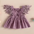 thumbnail image 4 of Toddler Kids Girls Princess Dress Solid Color Lace Fly Sleeve Dress, 4 of 8